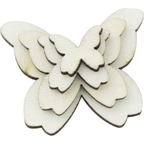 50pcs Mixed Size Wooden Butterfly Cutouts Craft Embellishment Gift Tag Wood Ornament for DIY Wedding Party Favors and Gifts Box