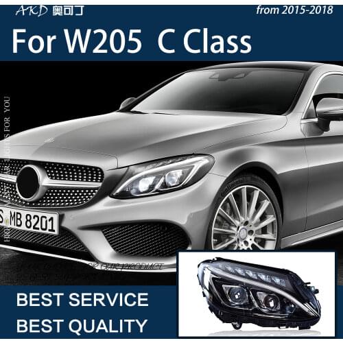 AKD Car Styling for Benz W205 2014-2020 LED Headlight DRL Fog Lamp Turn Signal Lamp Angel Eyes Crystal Bi Xenon Projection Lens
