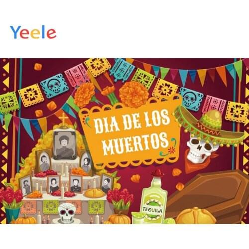 Yeele Dia DE Muertos Mexico Day of The Dead Backdrop Dress-up Party Sugar Skull Photography Background Fiesta Banner Decoration
