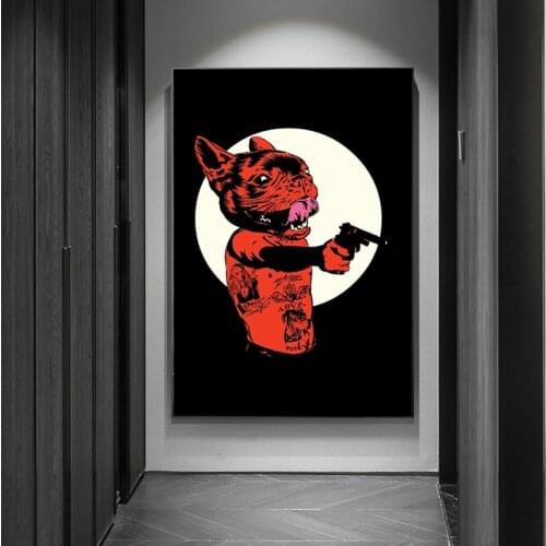 Tattoo Dog Canvas Painting Modern Cool Animals Posters and Prints Cuadros Wall Art Pictures for Living Room Home Decor Unframed