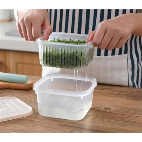 Creative Round Drain Sealed Box for Ginger Garlic Onion Refrigerator Crisper Debris Fridge Storage Box Tray Kitchen Organizer
