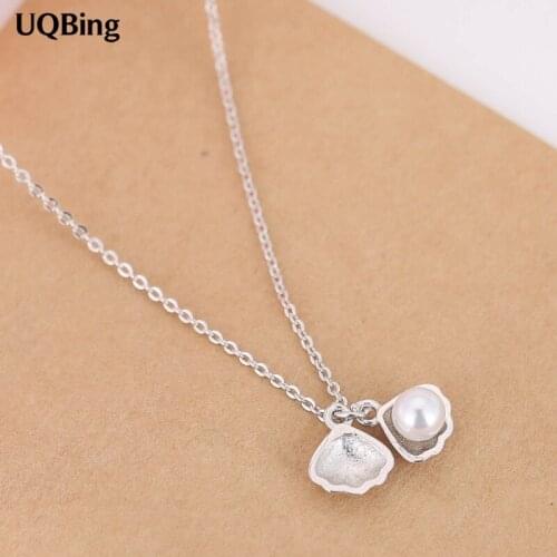 925 Sterling Silver Shell Pearl Pendants&Necklaces Pure Sterling Silver 925 Chain Necklace Jewelry