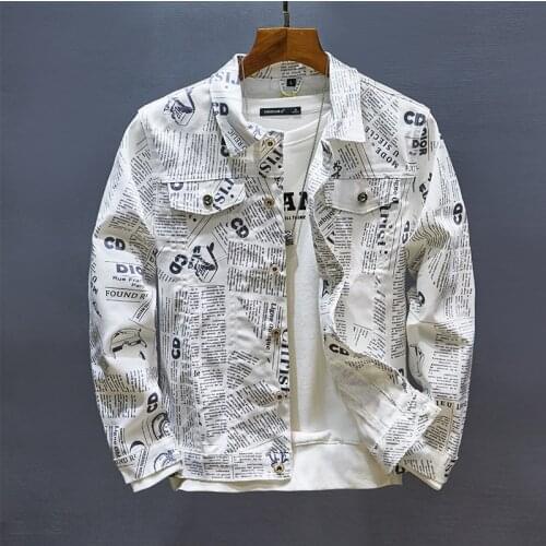 Hip Hop Fashion Printed Jeans Jacket Men Cotton Casual Streetwear Short Style Denim Jacket Coat for Men Spring Jackets