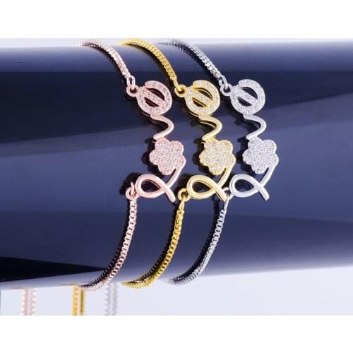 Hot Jewelry Bijoux Zircon Initial Love Letter Bracelet Charms Handmade Copper Micro Pave Square Chain Womens Bracelet Diy Gifts