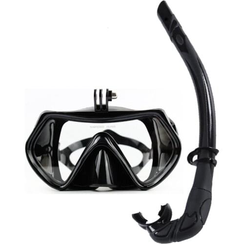 Adult Dive Mask and Snorkel Set Motion Camera mount Tempered glass lens panoramic view scuba mask with full silione breath tube