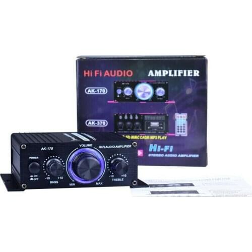 Mini Digital Stereo Audio Channel Sound Power Stereo Amplifier HiFi Digital Amp For Speakers 400W 12V With Blue LED Lights