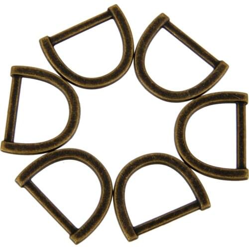 Multi-functional 20Pcs Metal D-Ring Buckle Loop Ring for Strap Keeper Bronze Gold/Silver DIY Craft Bag Apparel Sewing Accessory