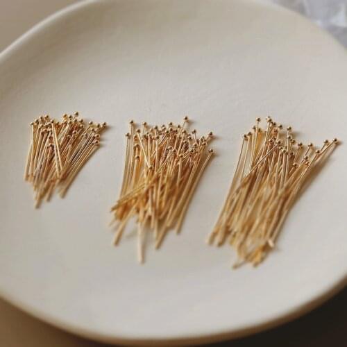 Non-fading copper plated 18K true gold round head pin color-preserving diy earrings basic accessory material