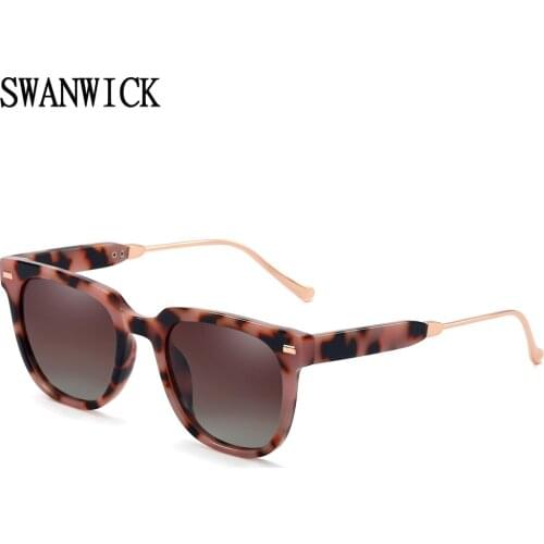 Swanwick square sunglasses men polarized TR90 frame vintage UV400 sun glasses women black leopard fashion driving outdoor Summer