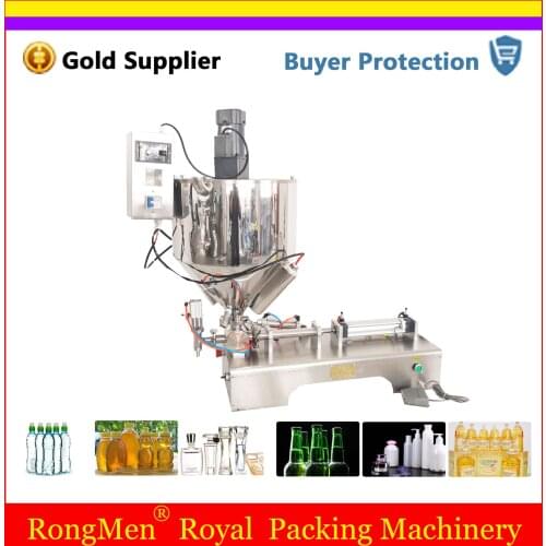 Paste Filling Machine With Heating Mixing Hopper Chocolate Honey Cream Hot Juice Sauce Jam Jar Filler Pneumatic Piston Filler