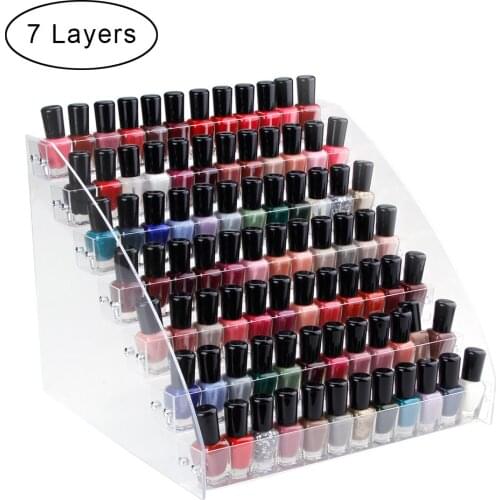 Nail Polish Rack Holder 1- 7 Layer Storage Clear Acrylic Cosmetics Display Stand Case Nail Art Equipment Tools Makeup Organizer