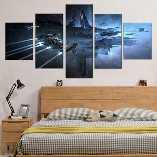 5pcs EVE Online Video Games Poster Canvas Painting Wall Art Living Room Decor For Living Room Boy Bedroom Wall Decor