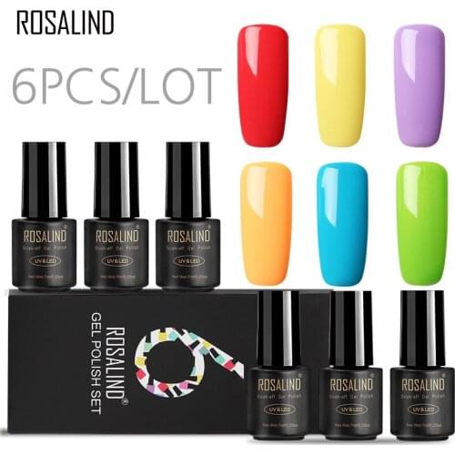ROSALIND Gel Nail Polish Set Solid Color Nail Kit For Manicure Vernis Semi Permanent 7ML Gel Kit Top And Base All For Manicure