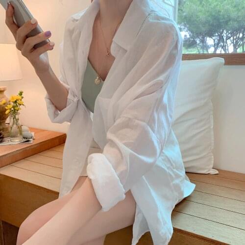 New white Shirt Oversize Casual female Tops Women Long sleeve Linen Cotton Girls Blouse Autumn New Women Blouses femme
