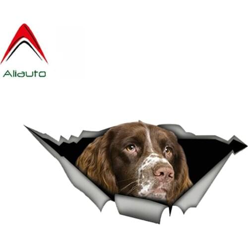 Springer Spaniel Car Sticker Torn Metal Decal Reflective Stickers Waterproof 3D Car Styling Pet Dog Decals,13cm*6cm
