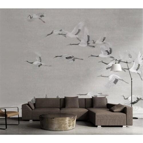 Wellyu Custom wallpaper 3d new Chinese crane flying sofa TV background living room bedroom background wallpaper
