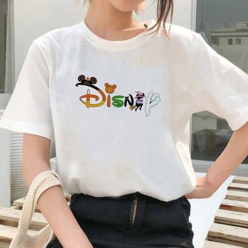 Women Tshirt Harajuku Halloween Disney Letter Print T shirt Funny Female Leisure Fashion Aesthetic Unisex Tshirt Dropship