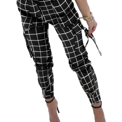 Gothic Harajuku Plaid Print Cargo Pants Women Pocket Wide Leg Goth Hippie Streetwear Trousers Loose Female Baggy Fashion