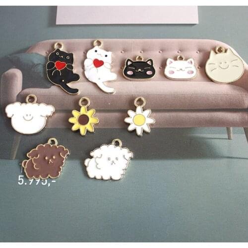 10pcs/Lot Cloud Sheep Cat Sunflower Diy Handmade Oil Enamel Charms Design for Jewelry Making Earring Bracelet or Necklace