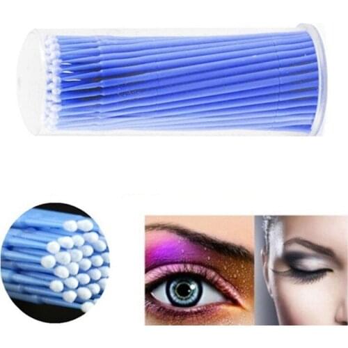 100 Pcs/Pack Brushes Cotton Swabs Disposable Microbrush Applicators Eyelash Extensions Remove False Eyelashes Makeup Tools