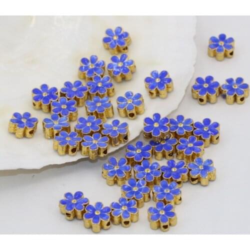 10pcs wholesale price flower tortoise animal gold-color cloisonne enamel blue accessories spacers beads jewelry findings B2464
