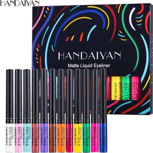 12Pcs/Set Colorful Liquid Eyeliner Pencil Suit Eyes Makeup Cosmetics Eye Liner Pen Waterproof Felt-tip Eyliner Makeup TSLM1