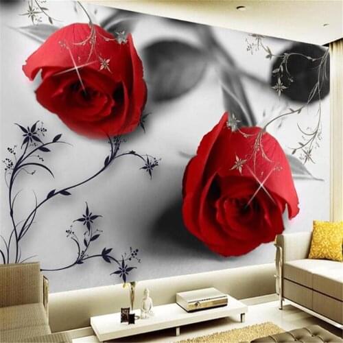 Milofi custom 3D three-dimensional large-scale mural wallpaper modern black and white rose pattern TV background wall