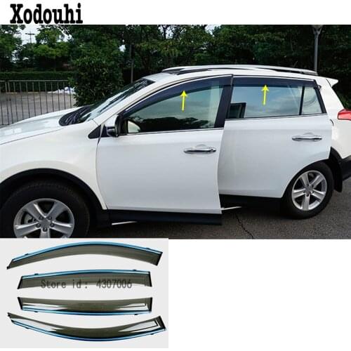 Car body Stick lamp plastic Window glass Wind Visor Rain Sun Guard Vent 4pcs For Toyota RAV4 2016 2017 2018