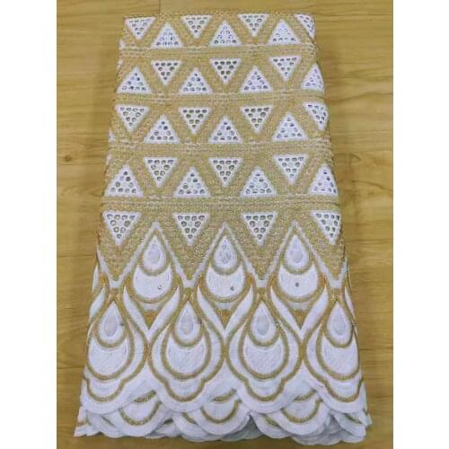 5yardLatest White 100% Cotton African Lace Fabric 2021 High Quality Lace Embroidered Nigerian Swiss Voile Lace In Switzerland