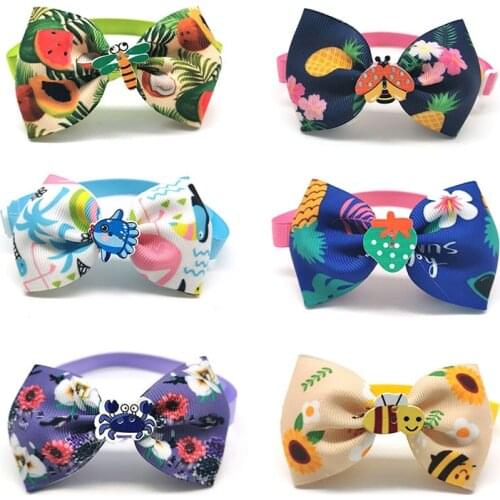 50/100pcs New Pet Dog Accessories Doggy Bow Tie Summer Fruit Pattern Pet Collar Pet Small Dog Puppy Necktie Grooming Accessories