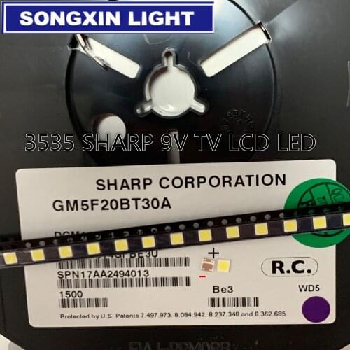 50pcs/lot For SHARP LED TV Application LCD Backlight for TV LED Backlight 1W-3W 9V 3535 3537 Cool white CHIP-3