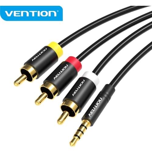 Vention 3.5mm/2.5mm Jack to 3RCA Cable 1.5m 2m Jack 3.5mm to AV Converter Cable Metal Shell for Stereo VCD DVD Computer