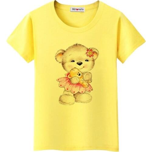 BGtomato lovely bear cartoon harajuku korean clothes hot sale cute t shirt women funny tee shirt femme cheap sale women tshirt