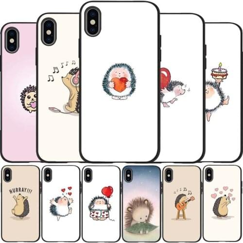 Cute Cartoon Hedgehog black Silicone Phone Case For iPhone 12 XR XS Max 5 5S SE 2020 6 6S 7 8 PLUS X 11Pro Max 11 Cover