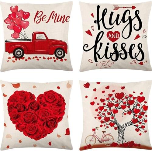 Rose Car Flower Printed Pillow Case Decorative Valentines Day Pillowcase Fashion 2021 Room Decor Cushion Cover Dropshipping
