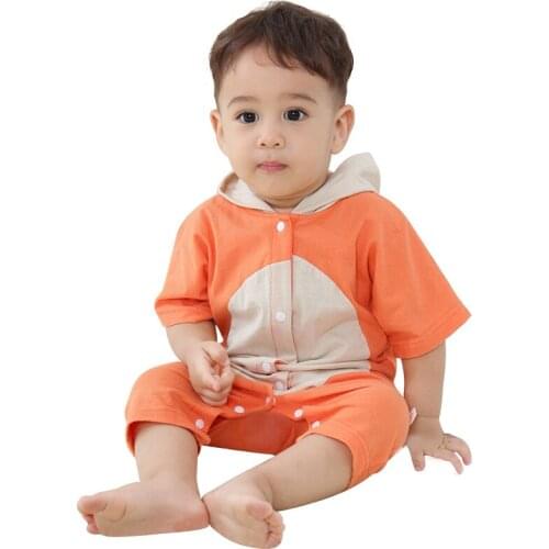 Baby Animal Panda Fox Pajamas Short Sleeve Cute Anime Rompers Hooded For Boys Girls Newborn Jumpsuits Cotton Overall Clothes