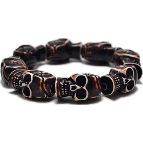 FC001 Imitation Yak Bone Bracelet Retro Personality bangles Vintage Style Halloween Cool man beaded Bracelet