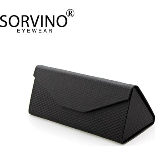 Black Triangle Folding Leather Handmade Glasses Box Can Be Customized Logo Sunglasses Glasses Frame Case For Wholesale
