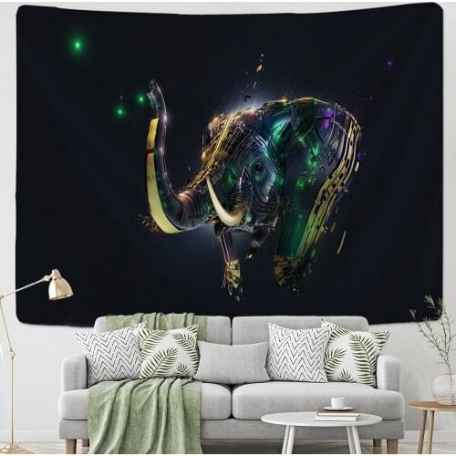 Mechanical Elephant Tapestry Wall Hanging Psychedelic Science Fiction Indian Bohemian Hippie Mattress Living Room Home Decor