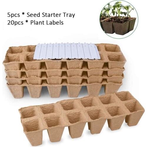 5Pcs And 20 label Garden Paper Plant Grow Pot Nursery Cup Biodegradable Seedling Trays Home Garden Flower Pots Herb Vegs Kit #W0