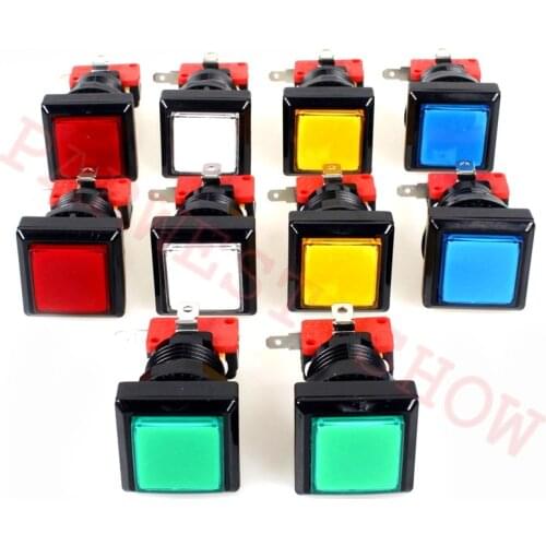 Hot Sale 10pcs/lot 32mm Square Black bevel edge Arcade Button LED Illuminated Buttons with Micro-Switch for Arcade Games Parts