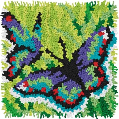 HOT Latch Hook Pillow Kits butterfly New DIY Needlework Crocheting Rug Kits Handmade Embroidery Unfinished Pillowcase