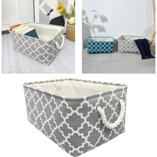 Canvas Storage Box Storage Bins Basket Home Shelf Organizer Rectangle for Toys Cloth Portable