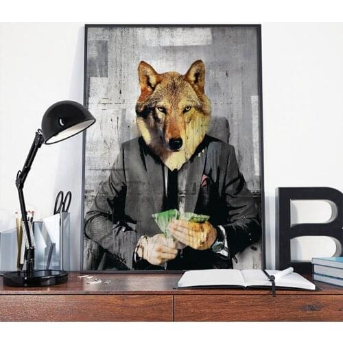 Canvas Painting The Wolf Modern Culture Canvas Wall Art Wolf of Wall Street Office Art picture limit for Home Decor