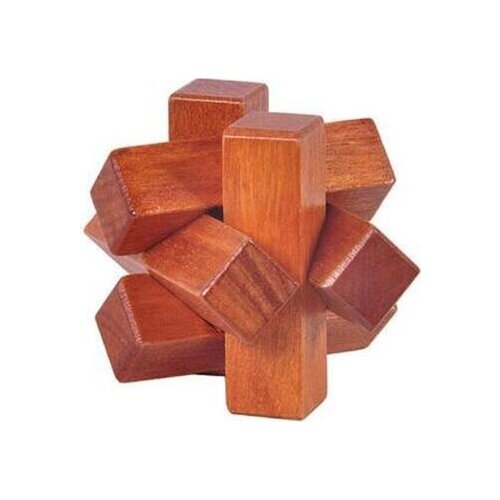 Classic 6-piece Small Size IQ Wooden Puzzle Brain Teaser Game for Adults Children