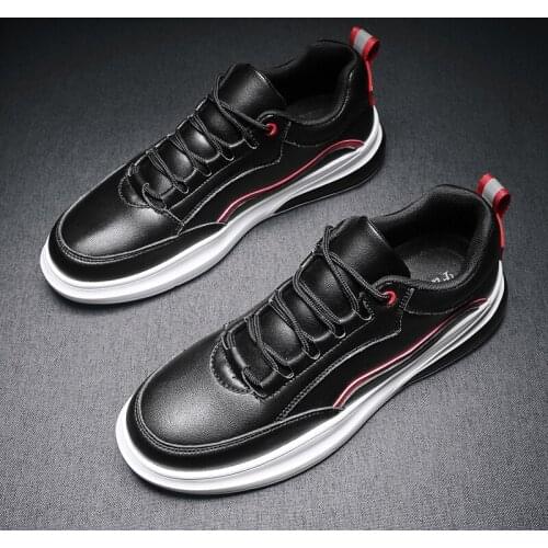 Leather sneaker comfortable male breathable hot for causal mens 2020 man new sneakers sale casual mens Casual men shoe black