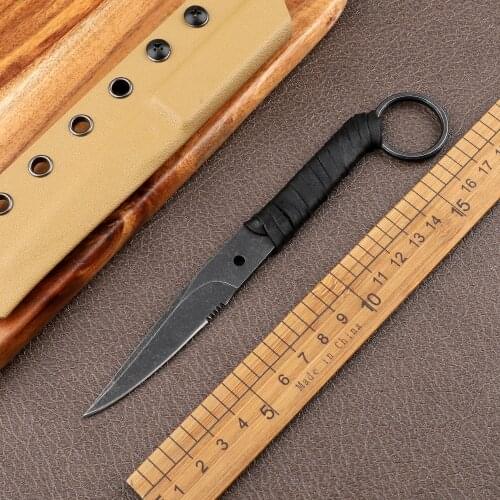 Mini 440C steel fixed blade tactical jungle hunting outdoor life-saving self-defense EDC tool with K sheath fruit straight knife