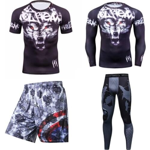 Mma Mannen Boksen Jersey Suits Compressie Sportkleding Kleding Quick Dry Running Jogging Training Sport Fitness PantTrainingspak