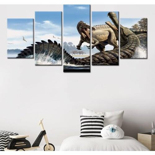 Home Decor Framework Canvas Painting HD Prints 5 Pieces Dinosaur Movie Wall Art Modular For Living Room Pictures Artwork Poster