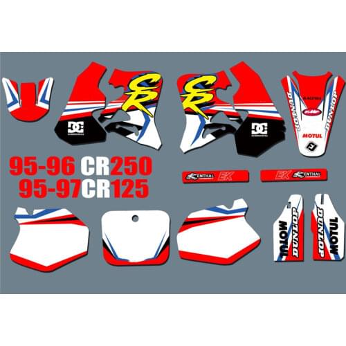 GRAPHICS Personalised Stickers Motocross Decos Kits For Honda CR250 CR 250 250CR 1995 1996 For Honda CR125 CR 125 1995 1996 1997